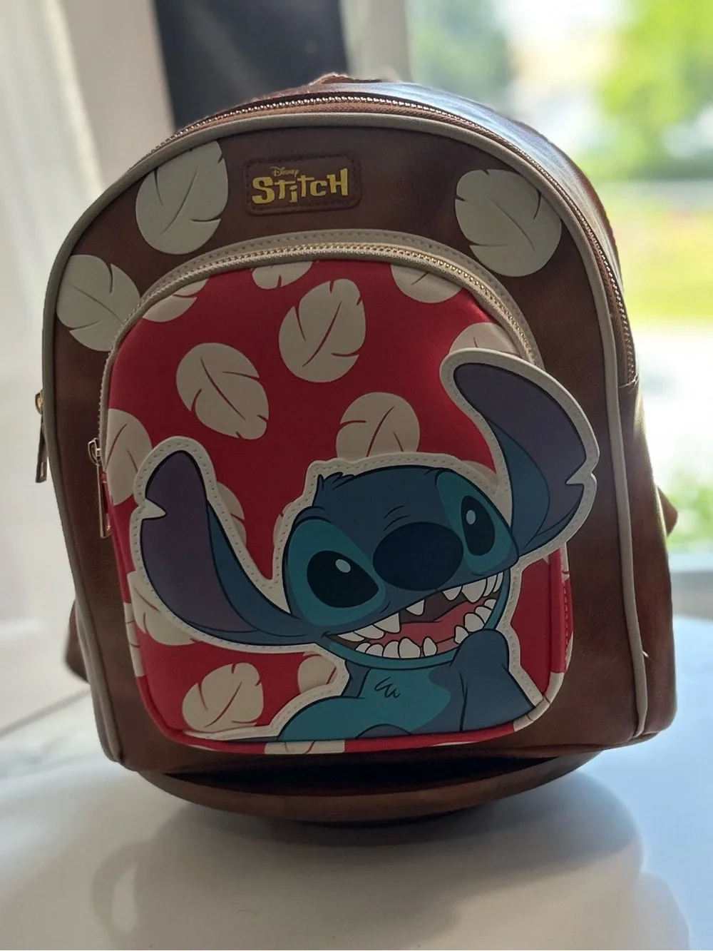 Disney Kids Backpack in Red, Blue and Cream with Stitch Applique